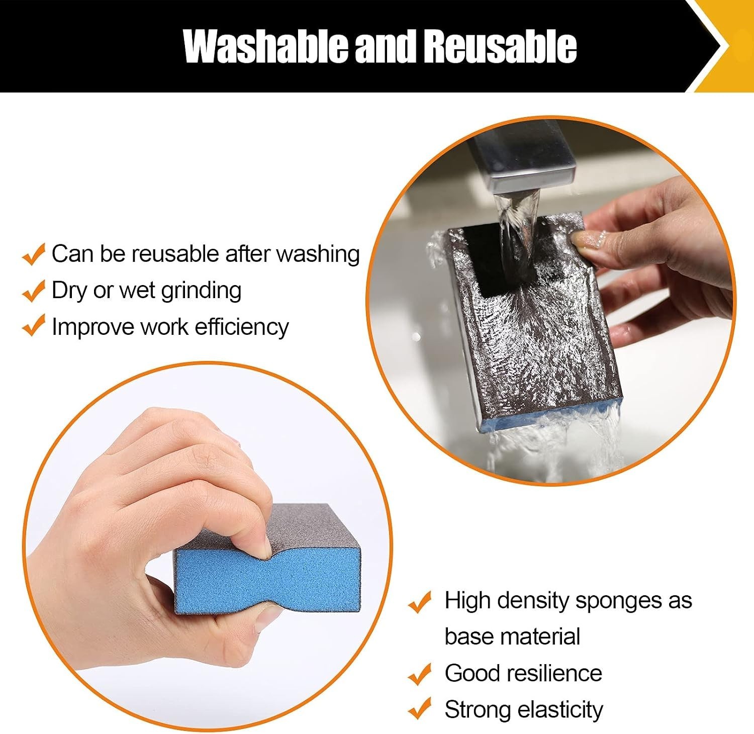 10 Pcs Sanding Sponge Set, 220 Grit: 4 Pcs, 60/80/100/120/180 Grit: 2 Pcs Eac…