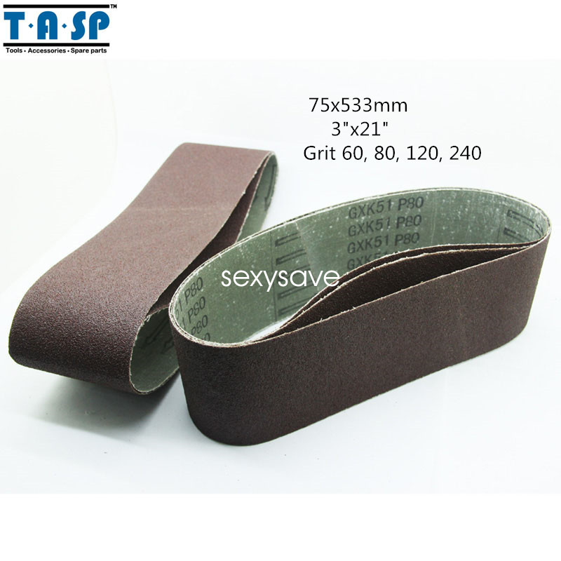 5PC 75*533mm Sanding Belts, 3x 21inch Grit 60 80 120 240 Belt Sander Power Tool