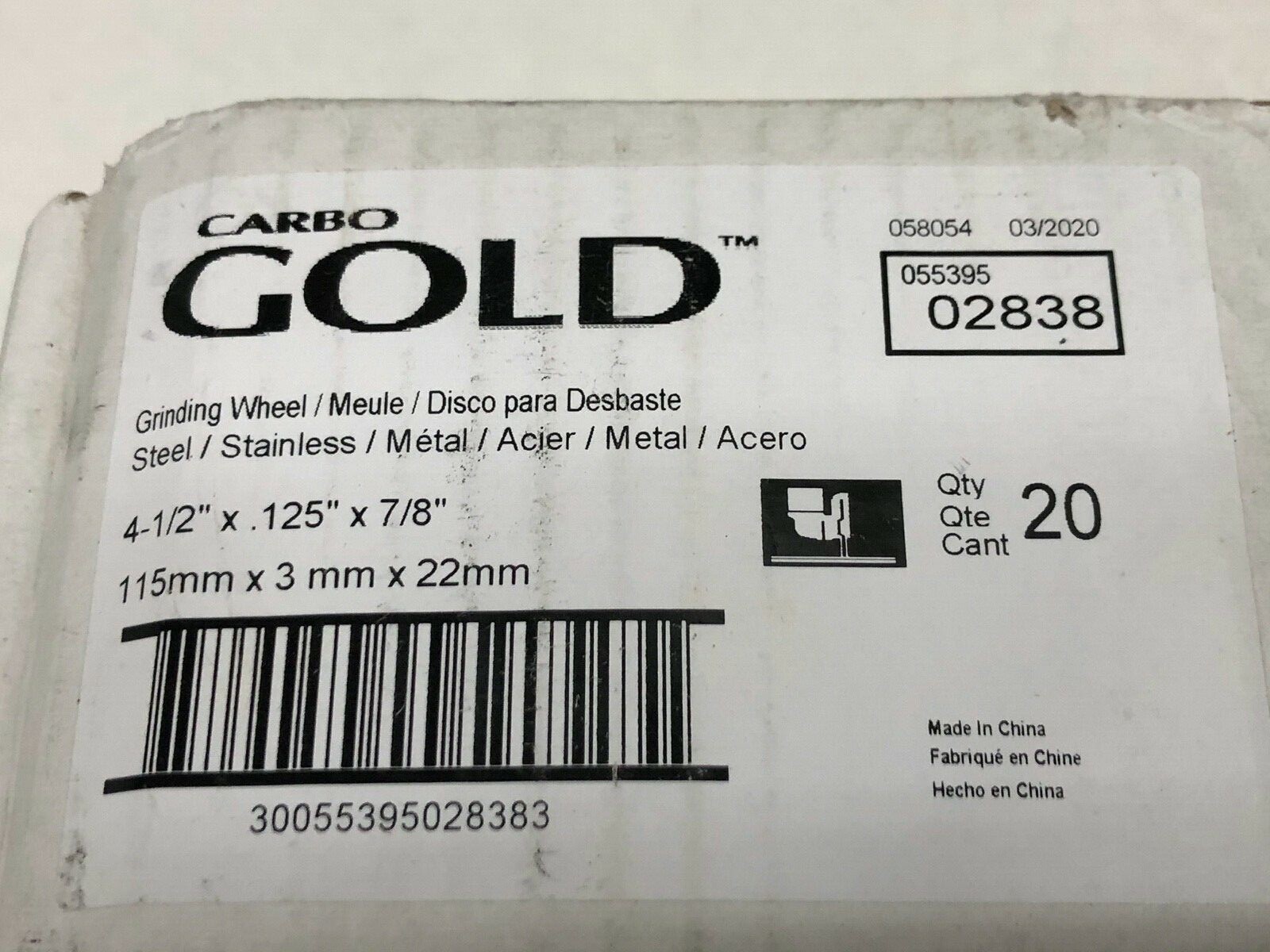 20 CARBO GOLD GRINDING WHEELS FOR METAL STEEL STAINLESS 4-1/2″ x .125″ x 7/8″