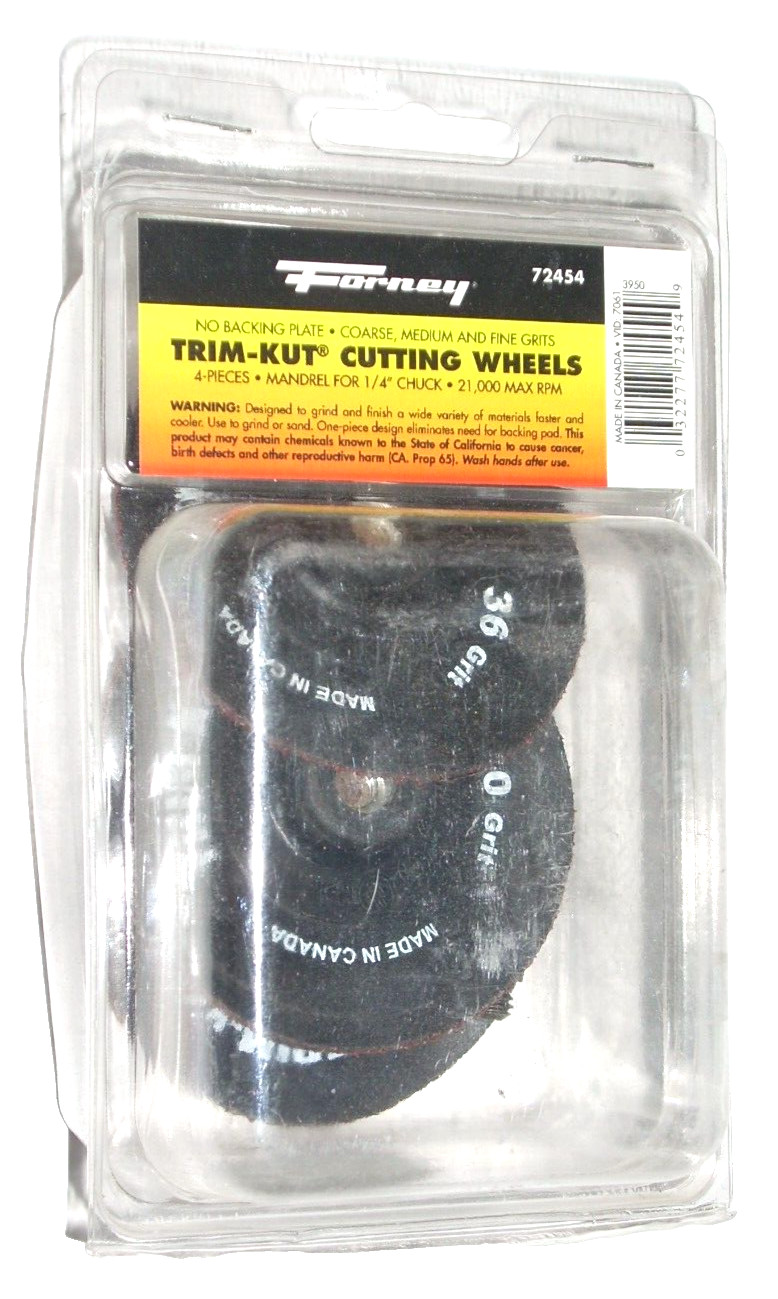 Forney Trim-Kut Wheels Grind & Sand 1/4″ Mandrel Various Grit Canada 4pk – 72454
