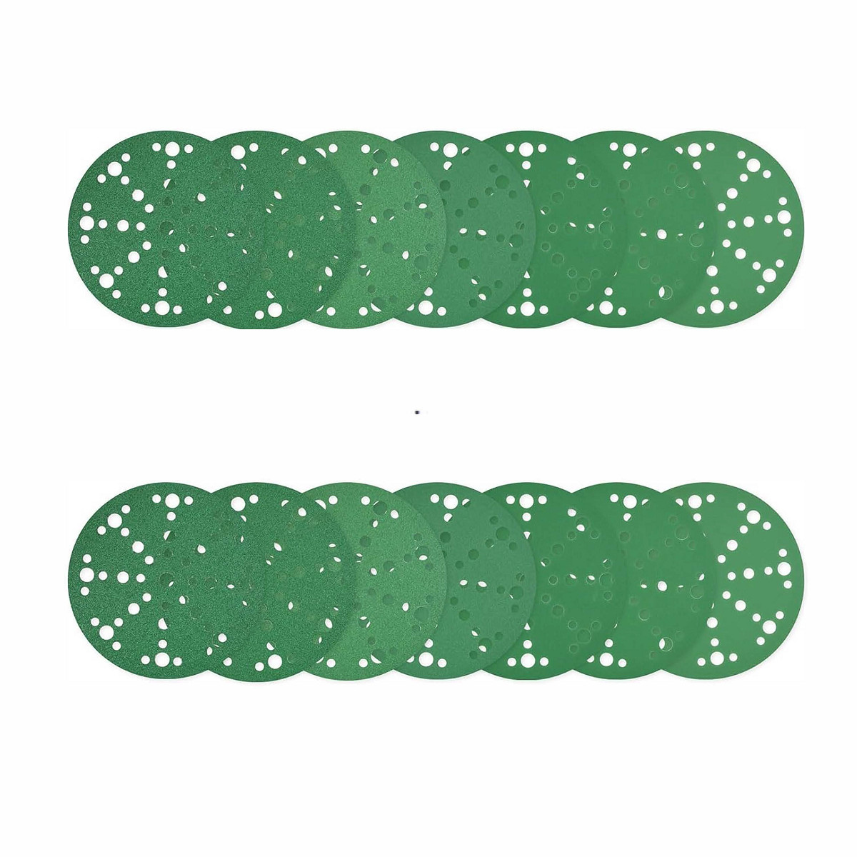 50 Pack 6Inch 150mm Green Film Sanding Disc 49 Hole Sandpaper for Random Orbital