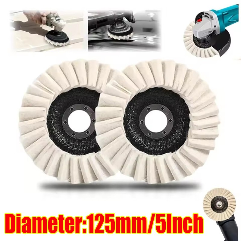 3pcs 5″ Wool Polishing Wheels Buffer Pads Flap Felt Polishing Finishing Disc US