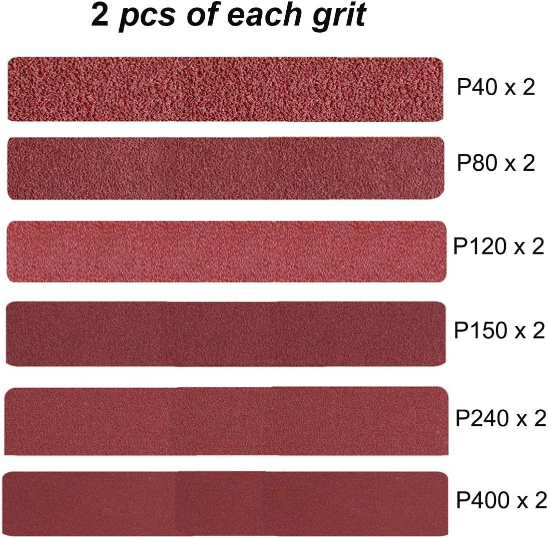 4 X 21 Inch Aluminum Oxide Sanding Belts, 2 Each of 40/80/120/150/240/400 Assort