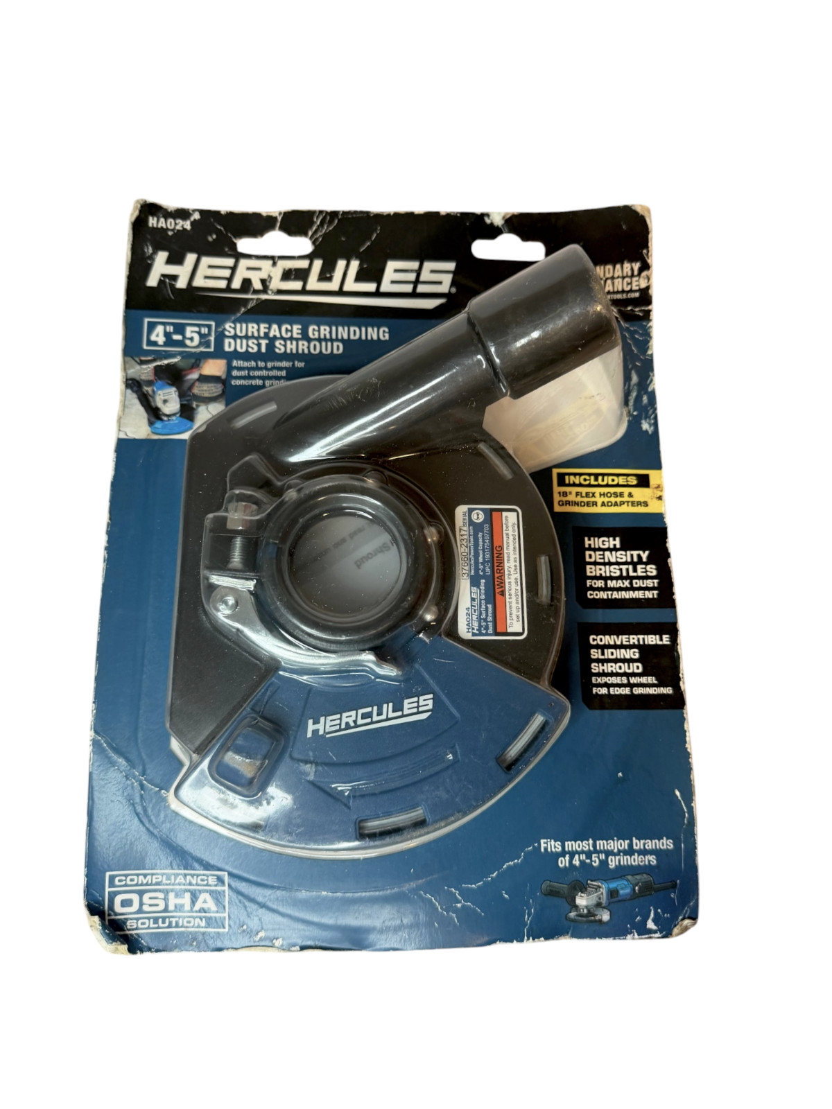 Hercules HA024 4″-5″ Surface Grinding Dust Shroud w/ Hose & Adapters NEW