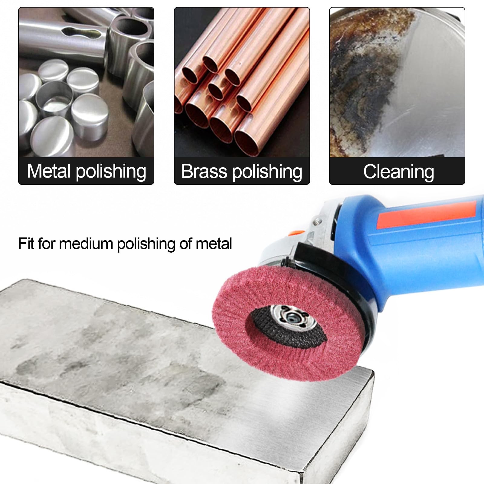 15Pcs 4.5″ x 7/8″ Nylon Fiber Flap Disc Polishing Grinding Wheel,Scouring pad…