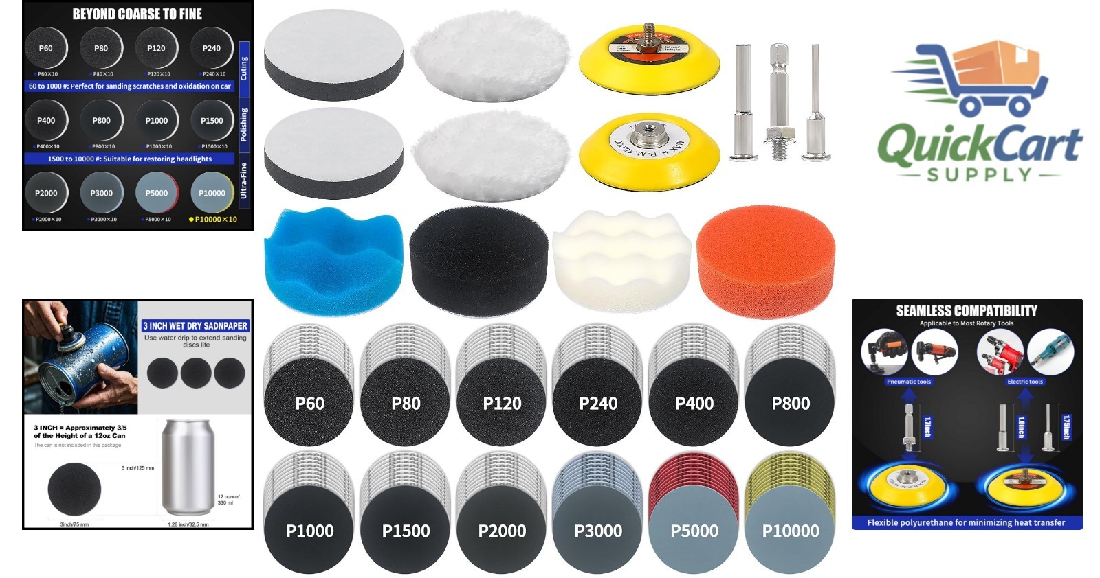 Versatile 3-Inch Wet and Dry Polishing Kit – 133 Sanding Discs for Professionals