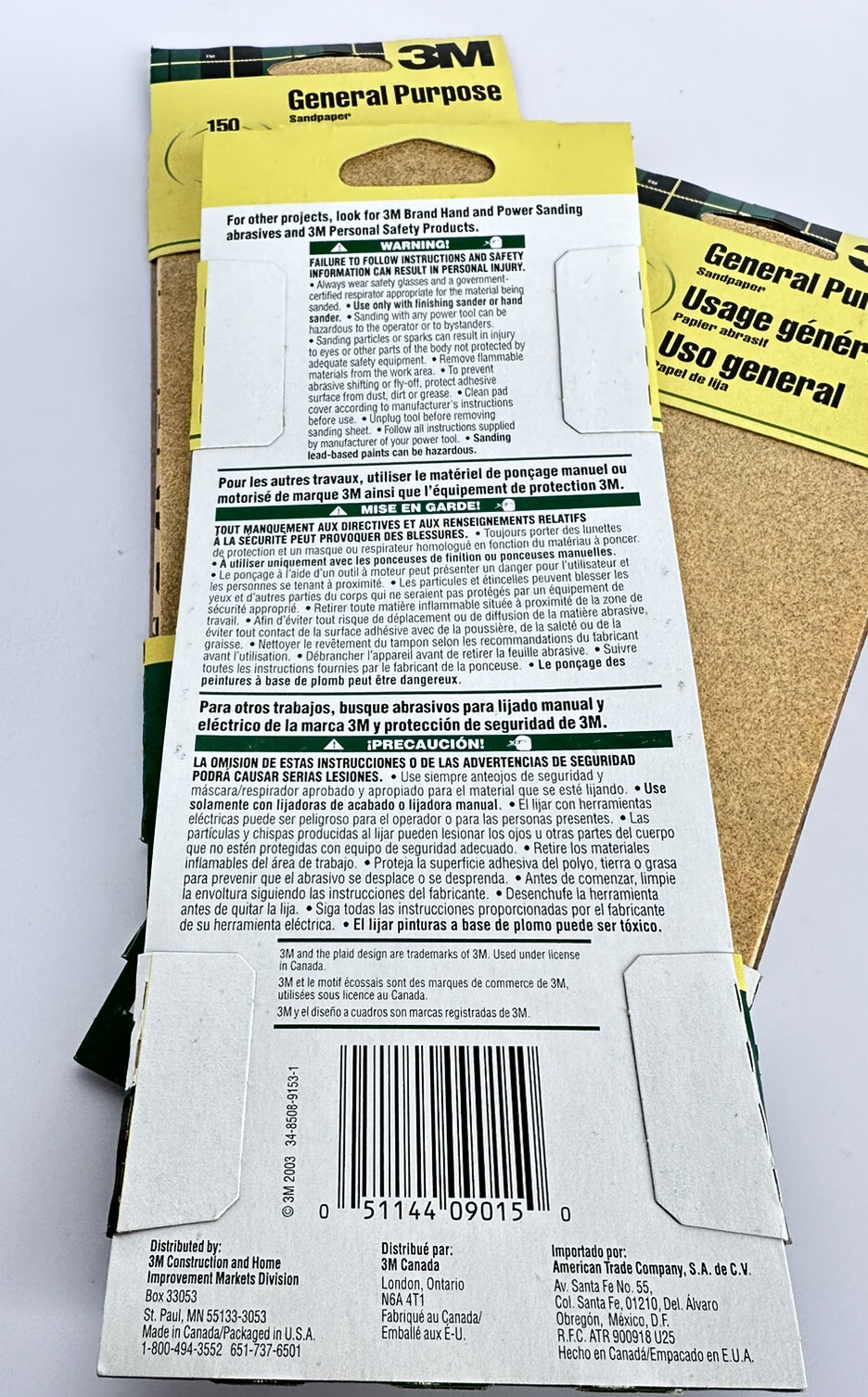 3M Aluminum Oxide Sandpaper 9015NA 3-2/3 in x 9 in Fine 150 grit – 3 packs of 6