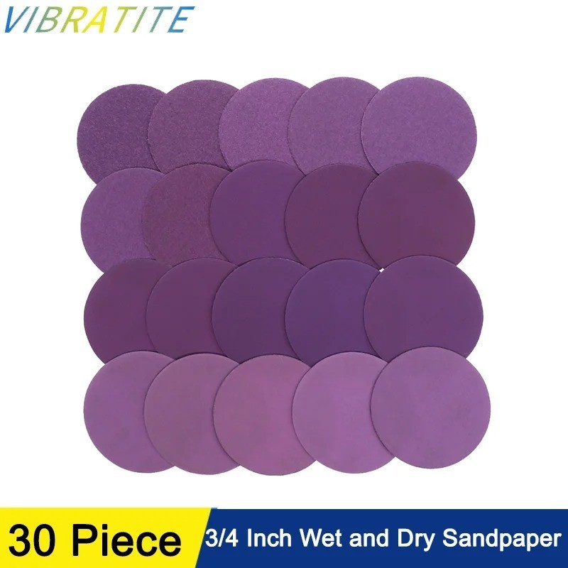 30PCS 3/4in Aluminum Oxide Sandpaper 60-10000 Grit Sanding Discs Paper Hook Loop