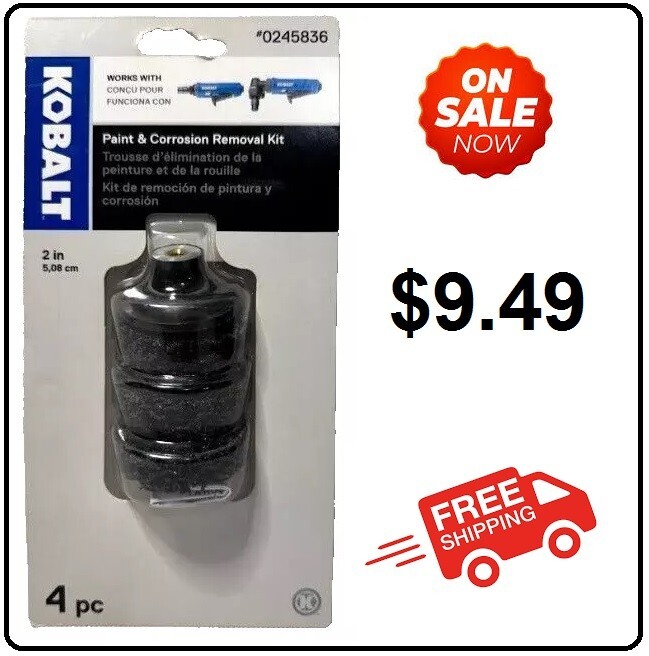 Kobalt 4 Piece Paint & Corrosion Removal Kit (3) 2″ Pads & Backing Pad w/ Arbor