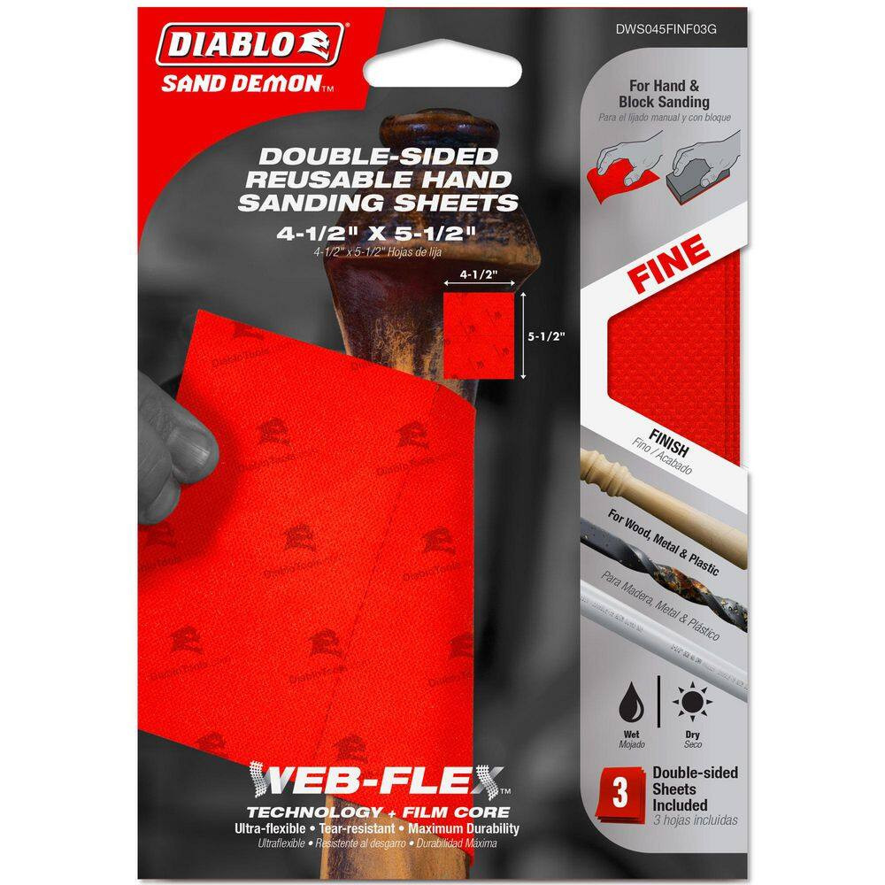 4-1/2 In. X 5-1/2 In. Sand Demon Fine Grit Double-Sided Reusable Hand Sanding Sh