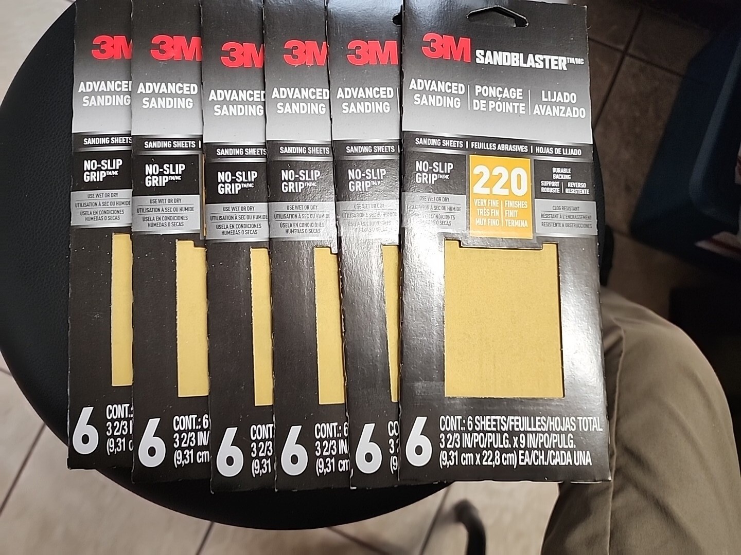 6 – 3M SandBlaster 9 in. L x 3-2/3 in. 220 Grit Fine Ceramic Sand paper 6pk