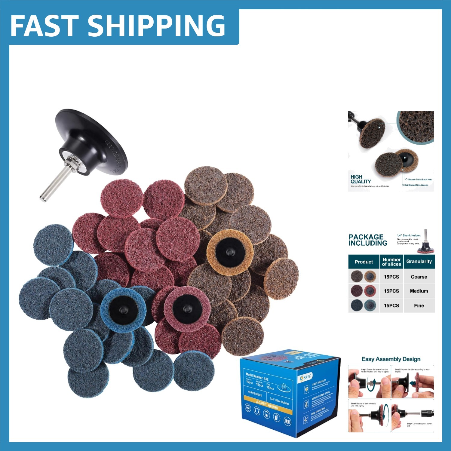 Aluminum Oxide 46PCS Sanding Discs – Perfect for Metal and Plastic Work