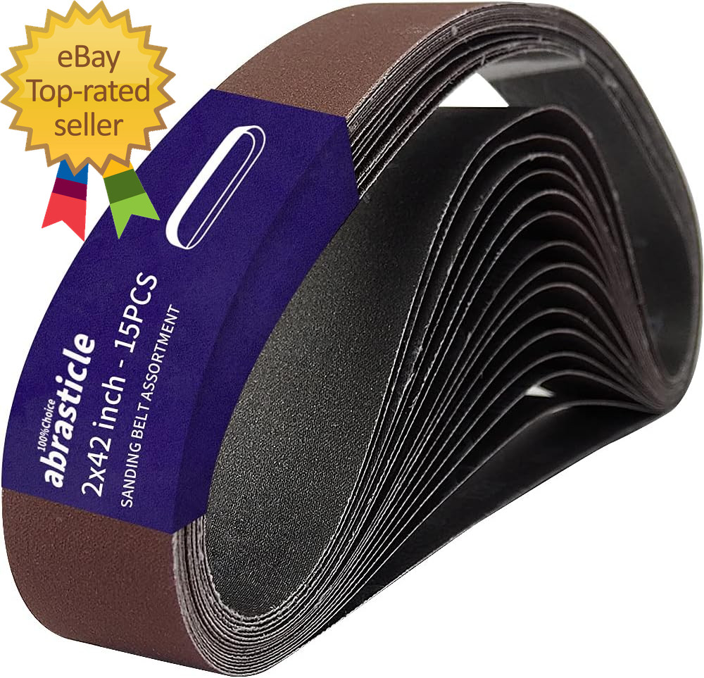 15 Pcs 2 X 42 Inch Assorted Aluminum Oxide Sanding Belt 80/120/150/240/400 Grit