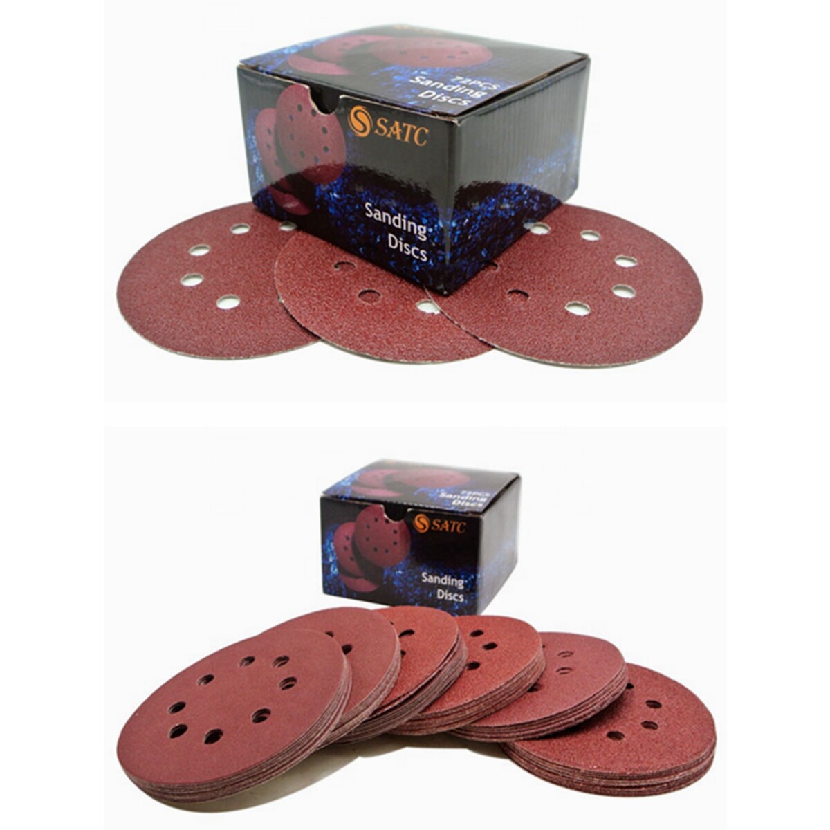 72PCS 5in 8-Hole Hook&Loop Sanding Discs 40 60 80 120 180 240 320 Grit Sandpaper