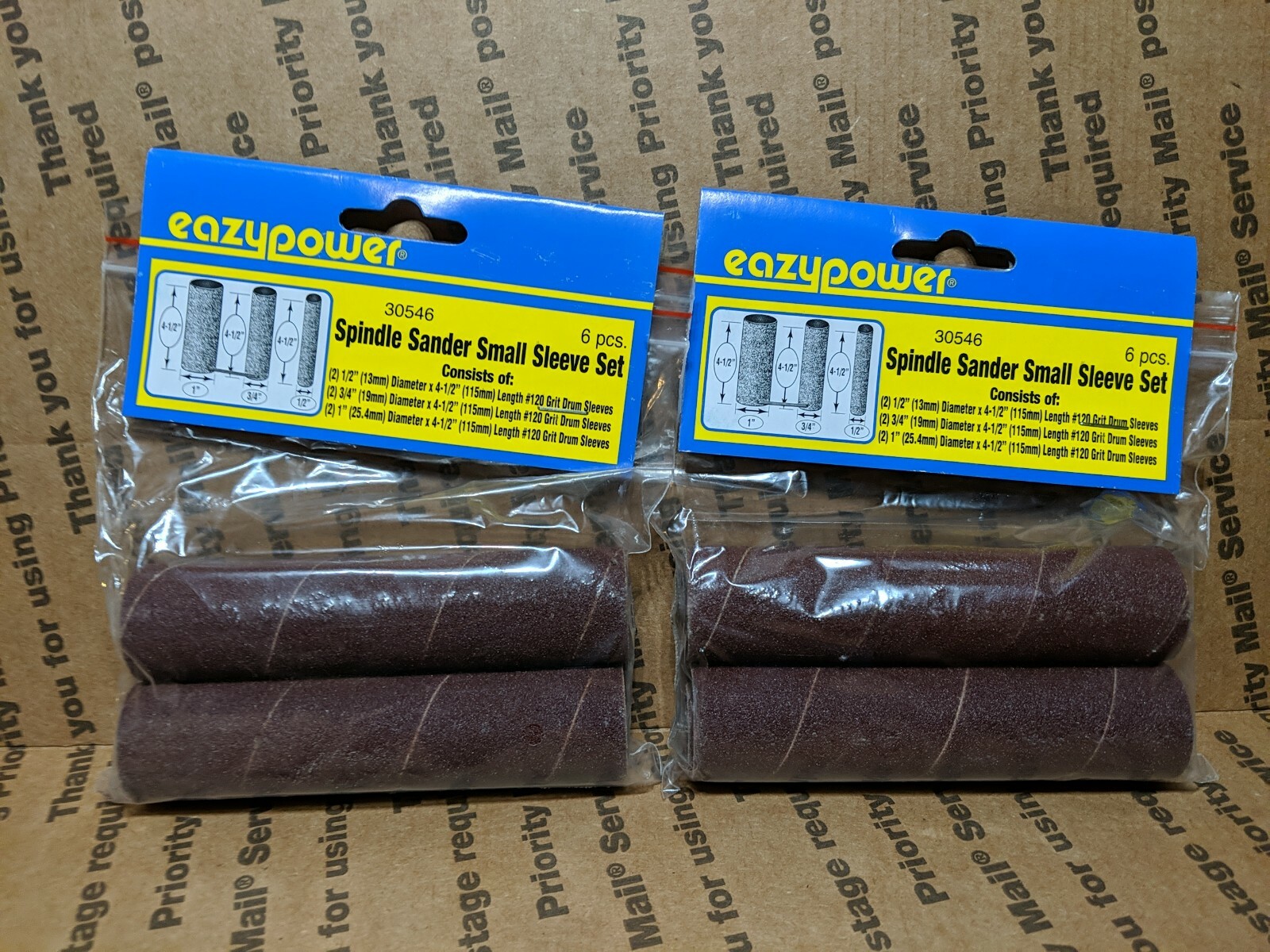 (2) Packs Eazypower Spindle Sander 120 Grit Drum Sleeves 30546 4.5 Inches Long