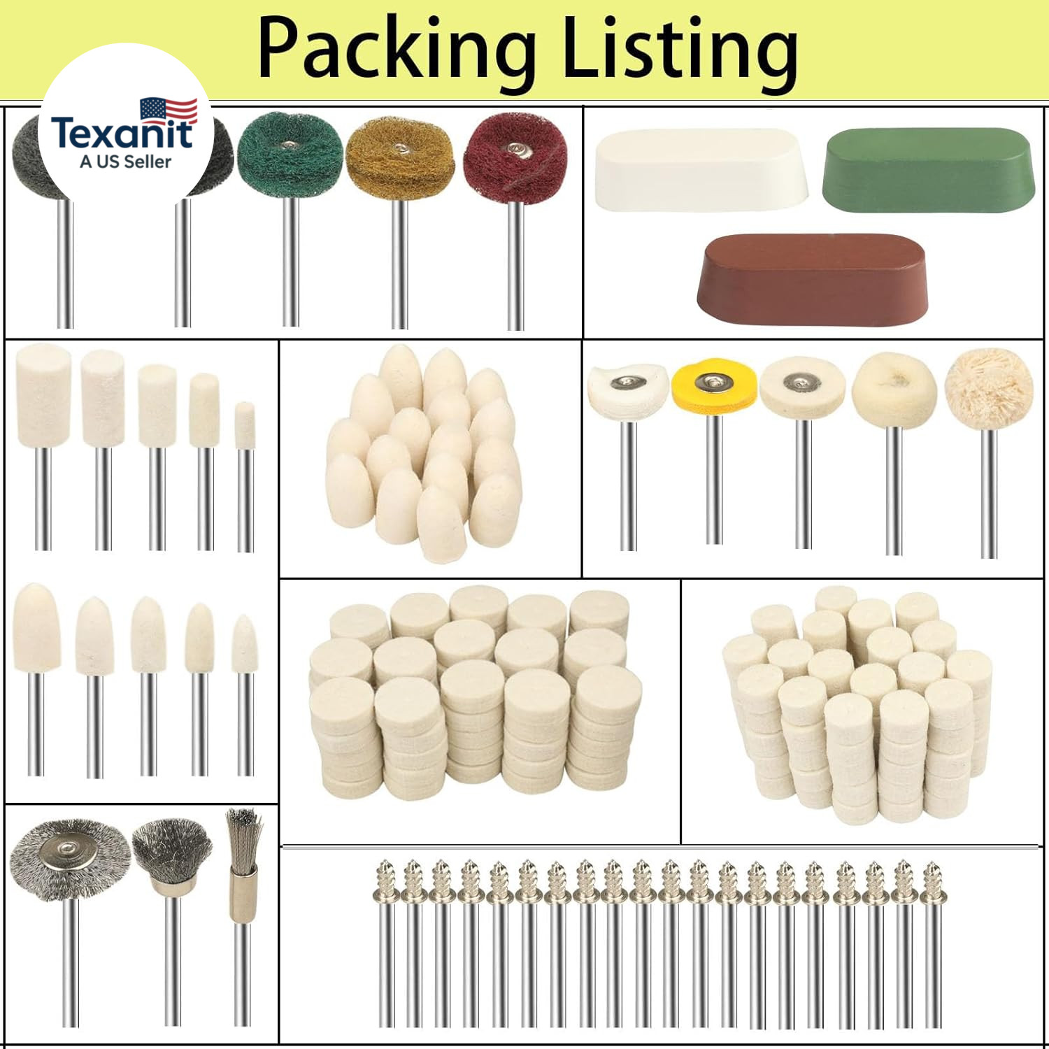 246PCS Polishing Buffing Wheel Polishing Kit for Dremel, Felt Wool Pad Set with