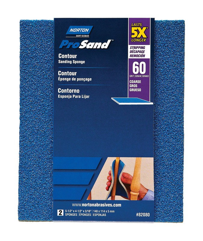 Norton 7660782080 60-Grit Coarse Contour Sanding Sponge 5.5 x 4.2 x 0.875 in.