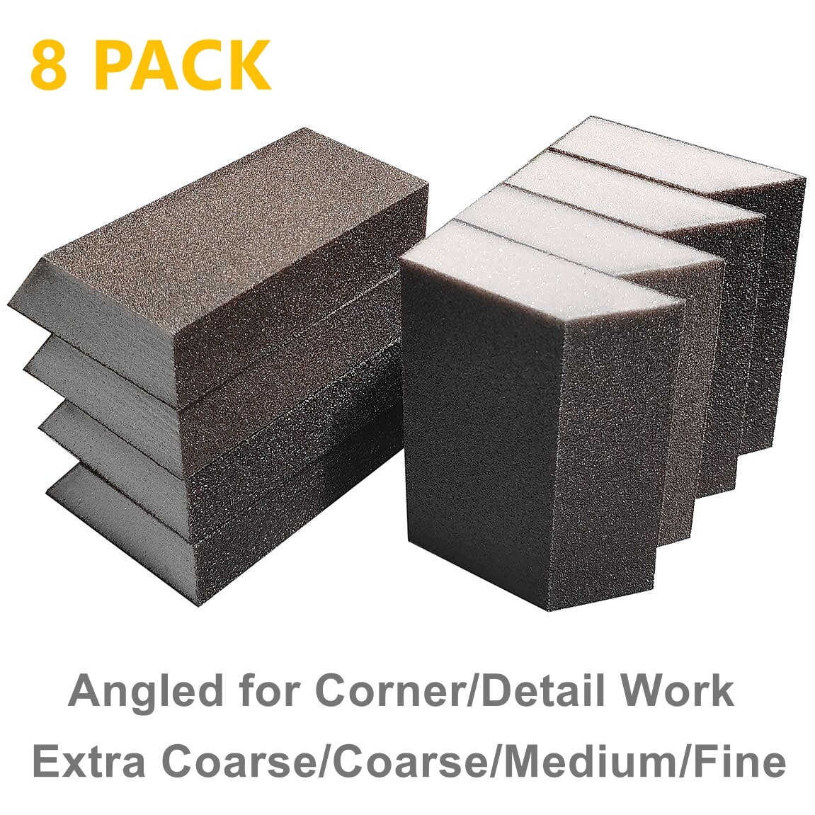 8PCS Angled Drywall Sanding Sponges Set Wet Dry Sandpaper Block Pads 40-120 Grit