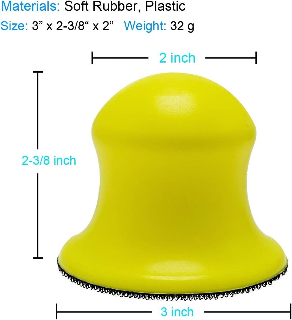 2 Pack 3″ Round Hand Sanding Blocks For 3 Inc Hook And Loop Discs Ideal For Wood