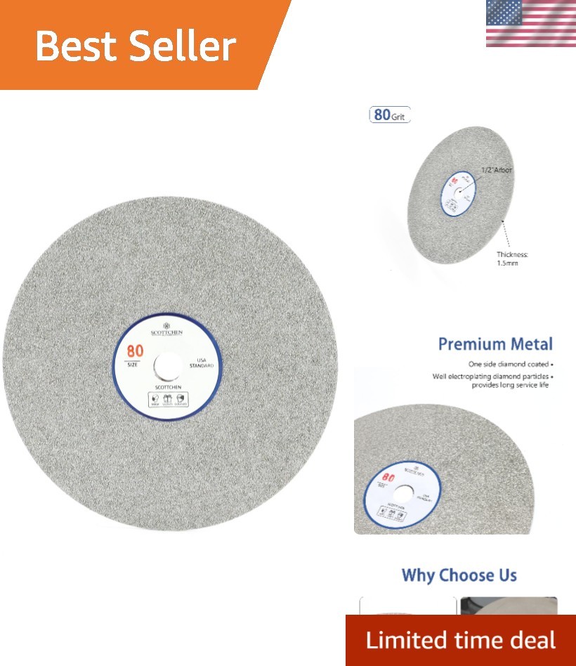 Professional 6″ Diamond Grinding Disc for Gem Faceting – 80 Grit, 1/2″ Arbor