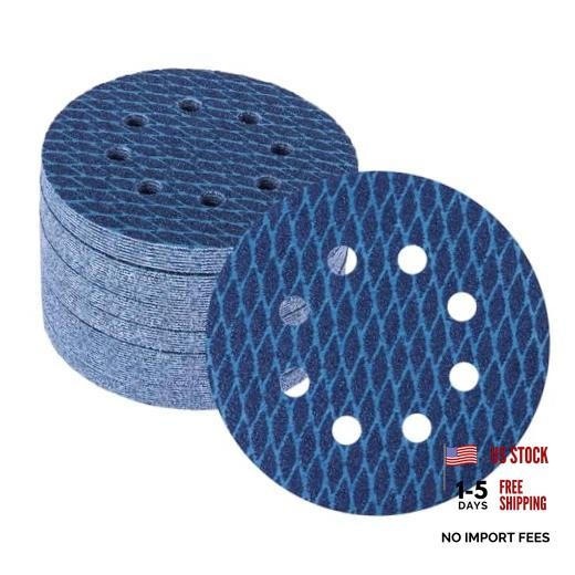 5 inch Rhombus Diamond Shape Blue Sanding Discs, 8-Hole, 70PCS -Assorted Grit
