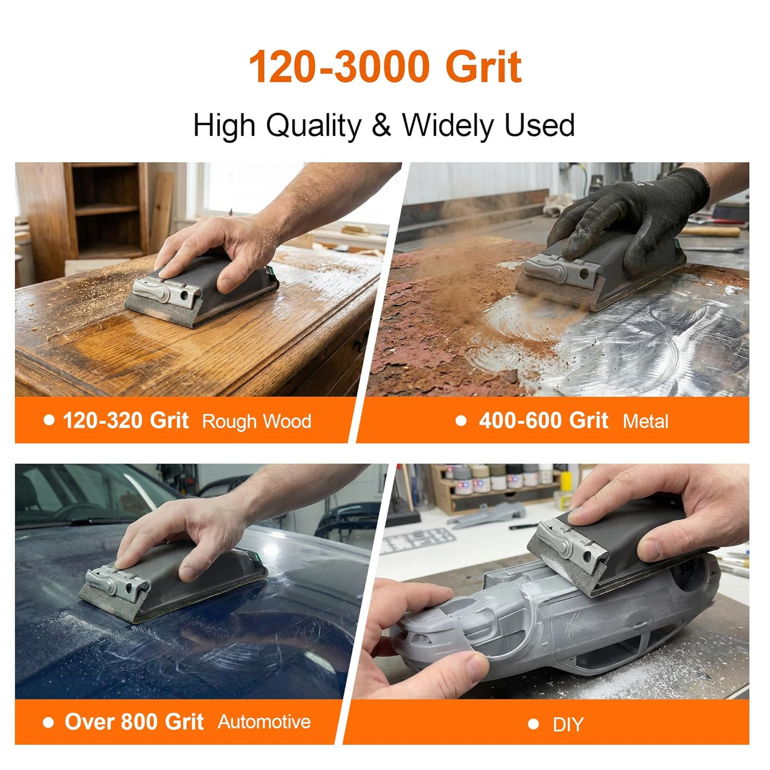 24Pcs Wet & Dry Sandpaper, 120 to 3000 Grit Sand Paper Assortment for Wood Furni