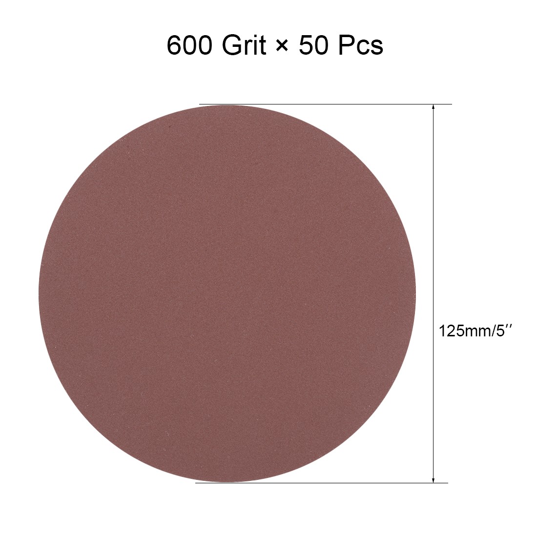 50Pcs 5 Inch Hook and Loop Sanding Disc 600 Grits Flocking Sandpaper Brown
