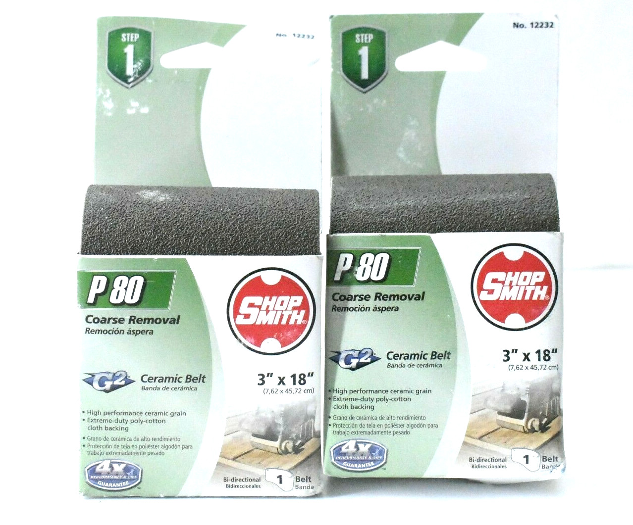 Lot of 2 Shopsmith 18 in. L x 3 in. W Ceramic Sanding Belt 80 Grit Medium 12232