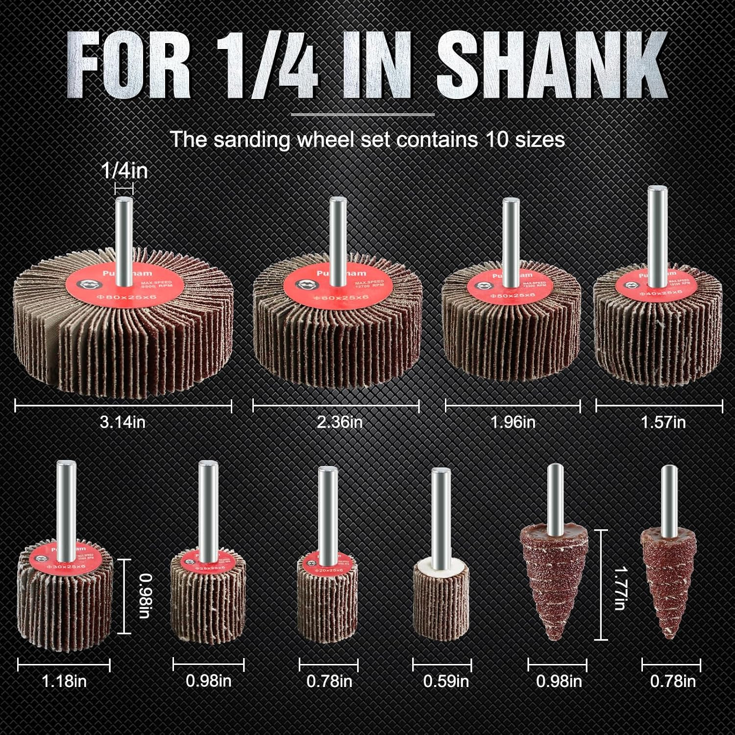 20 Pcs Flap Wheel Sander Set 80 Grit Sanding Wheel for Drill 1/4″ Shank for Meta