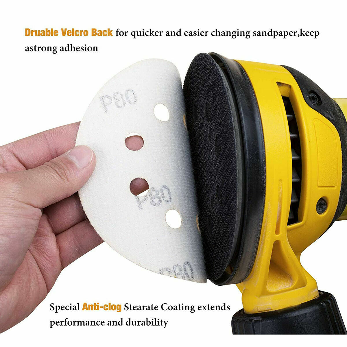 5 inch Sanding Discs 80-800 Grit Hook Loop 8-Hole Sandpaper Orbital Sander Paper