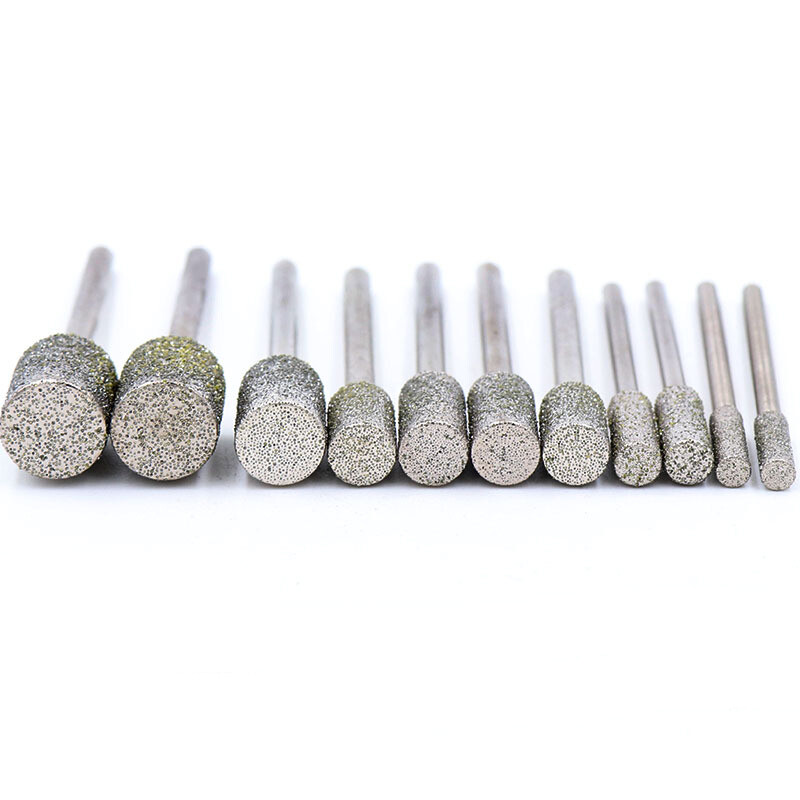 2.35/3mm Shank Diamond Cylindrical Grinding Heads Jade Agate Carving Polishing