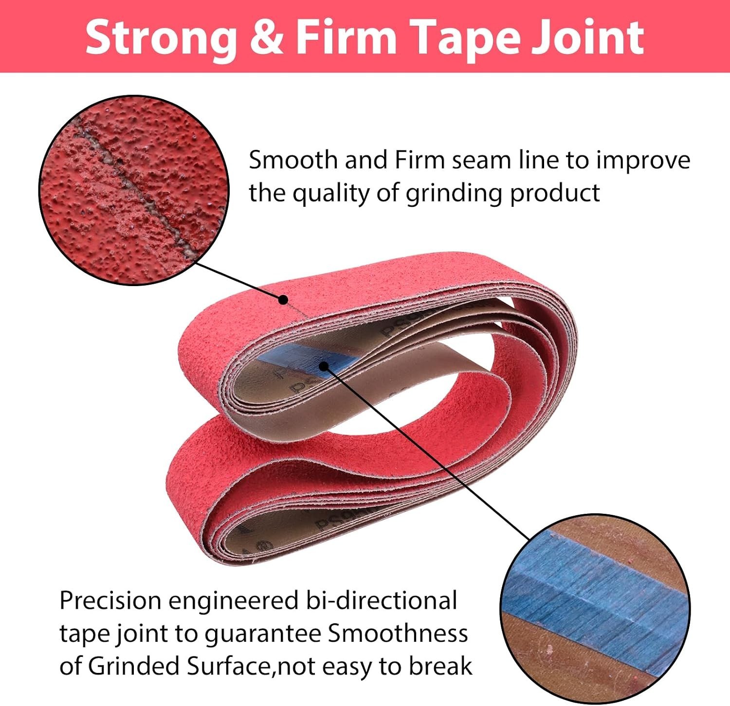 Durable 2×42 Inch Ceramic Metal Grinding Belts – 5 Pack with Mixed Grits 36-120
