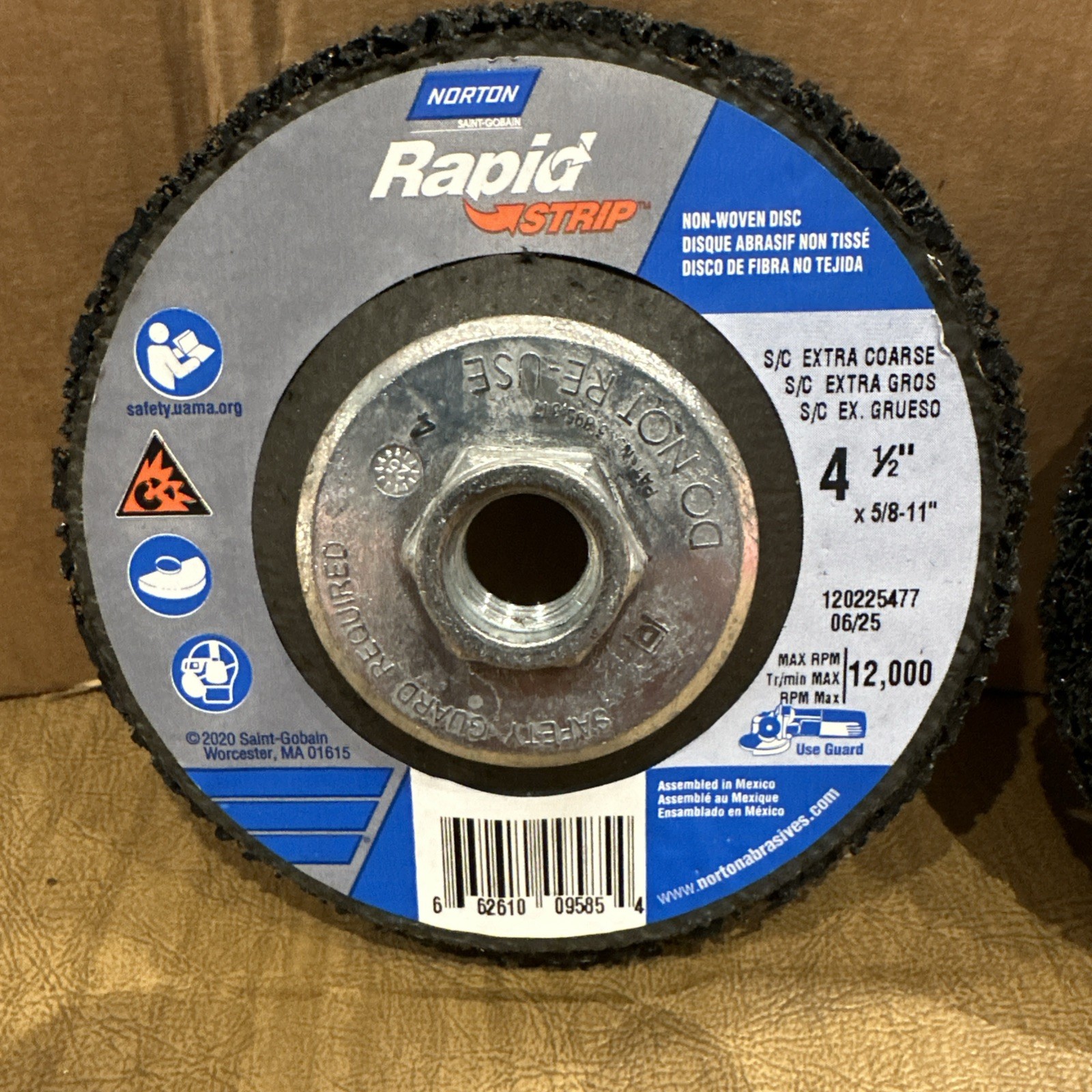 Norton Sanding Disc 4-1/2” X 5/8”-11, Silicone Carbide, Extra Coarse 2 Pack! M13