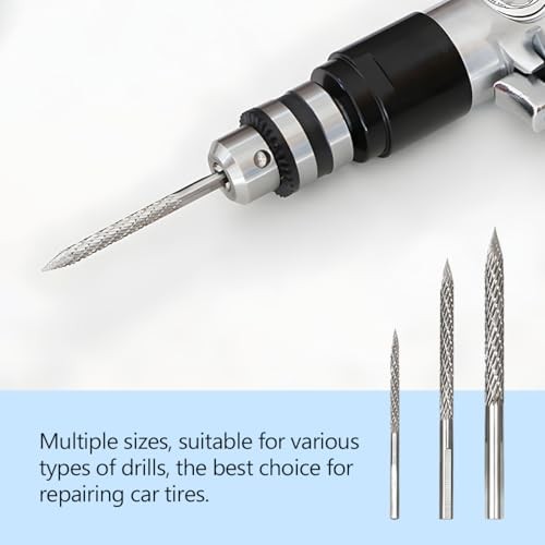 Zpana 3PCS Car Tire Reamer Drill Bit, 3mm 4.5mm 6mm Carbon Steel Vehicle Tyre