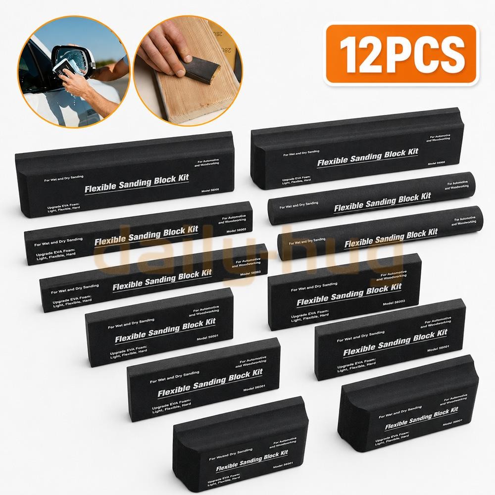 12x Sanding Block Kit Flexible EVA Wet Dry Sanding Blocks for Auto Body Woodwork