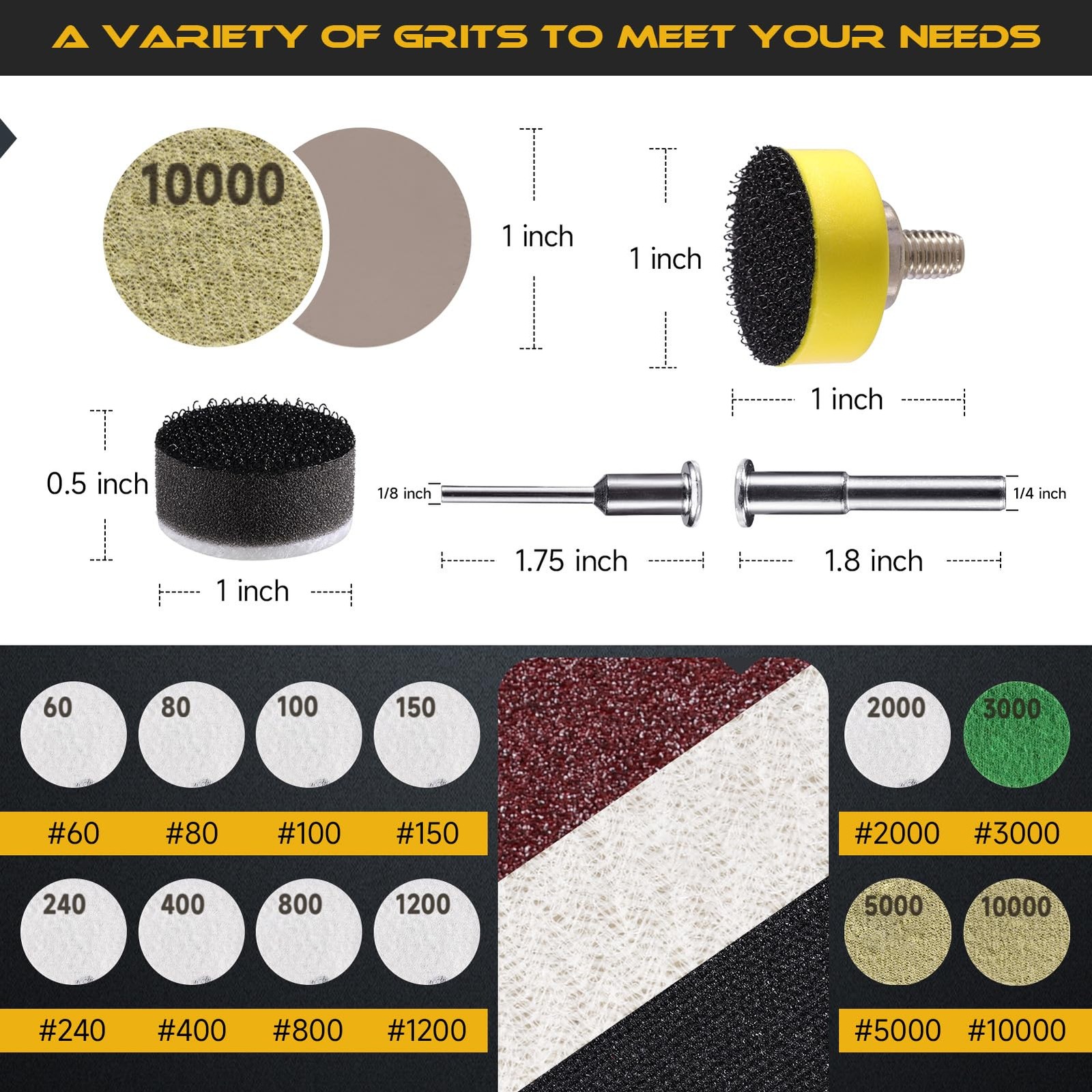 365 PCS 1 Inch Sanding Disc, GOH DODD Hook and Loop 60 to 10000 Grit Wet Dry …