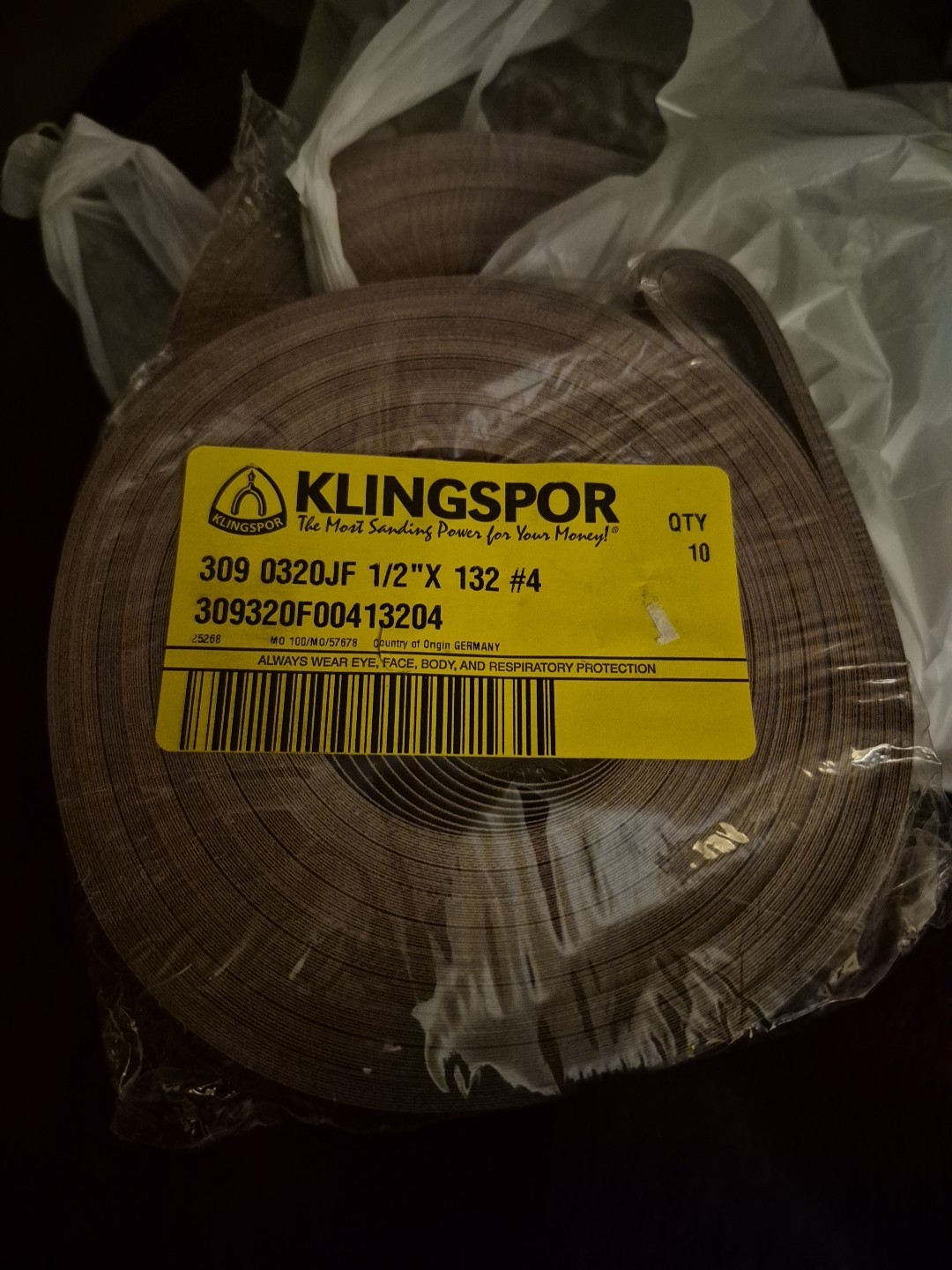 Lot of 10 Klingspor Sanding Belts Abrasives 1/2″ x 132″ #4 320 Grit