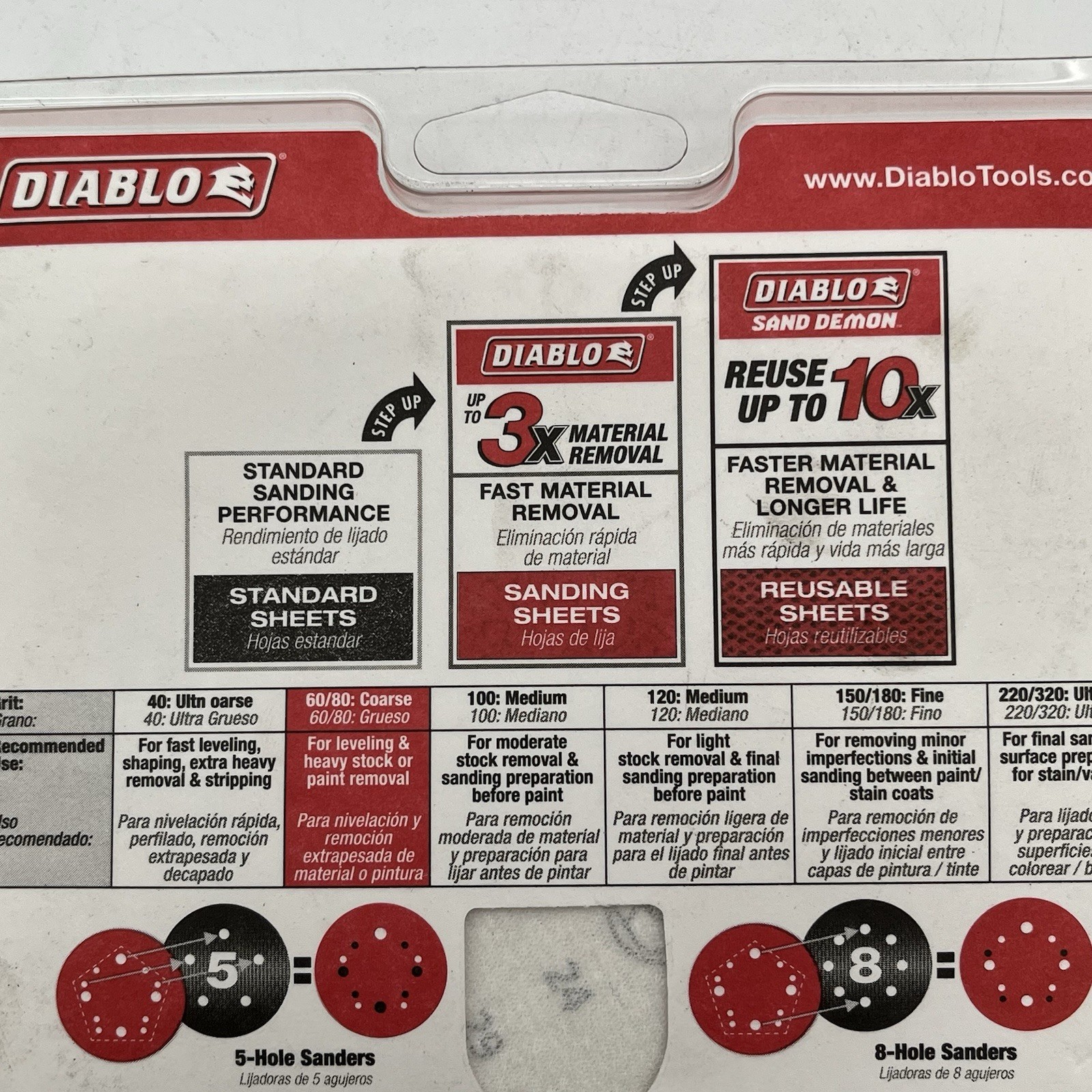 NEW!! 5 Pack (75pcs) Diablo 5 in. 80-Grit Ceramic Blend Orbital Sanding Disc