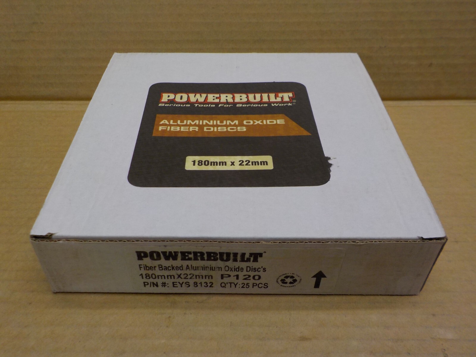 Powerbuilt 180x22mm P120 Aluminium Oxide Discs, 25 Pack Sanding Discs,