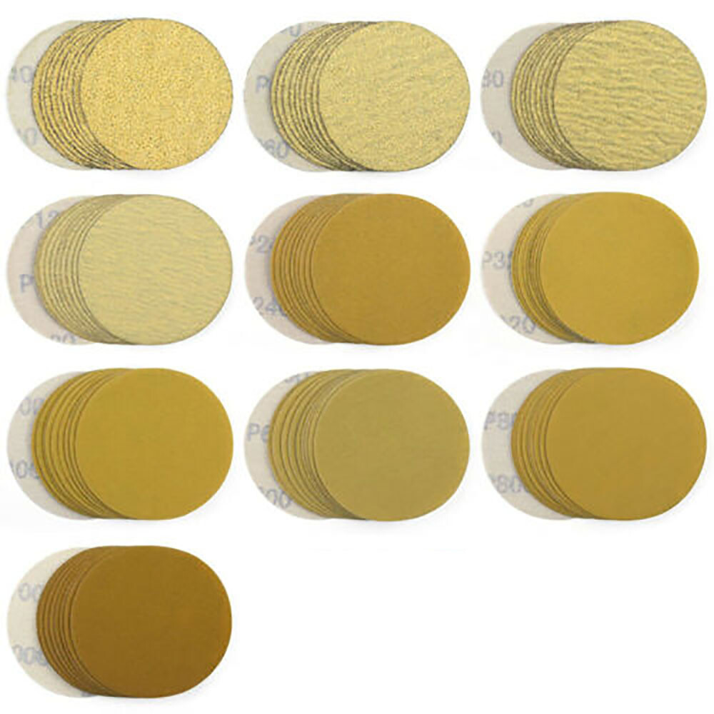 3/5 Inch Hook & Loop Sanding Disc Orbital Yellow Sandpaper Pads 40 80~1000 Grit