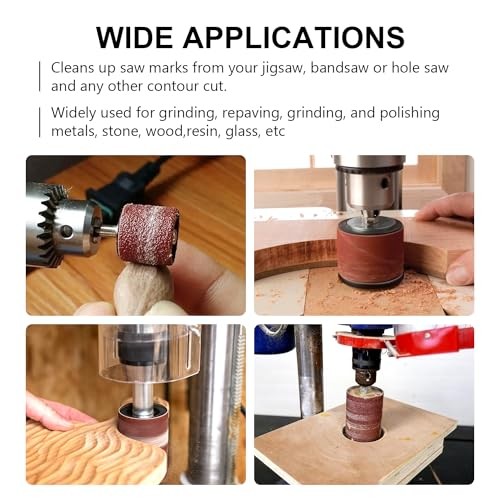 Sanding Drums & Sleeves Set 2″ Long with 1/4″ Shank for Drill or Drill Press