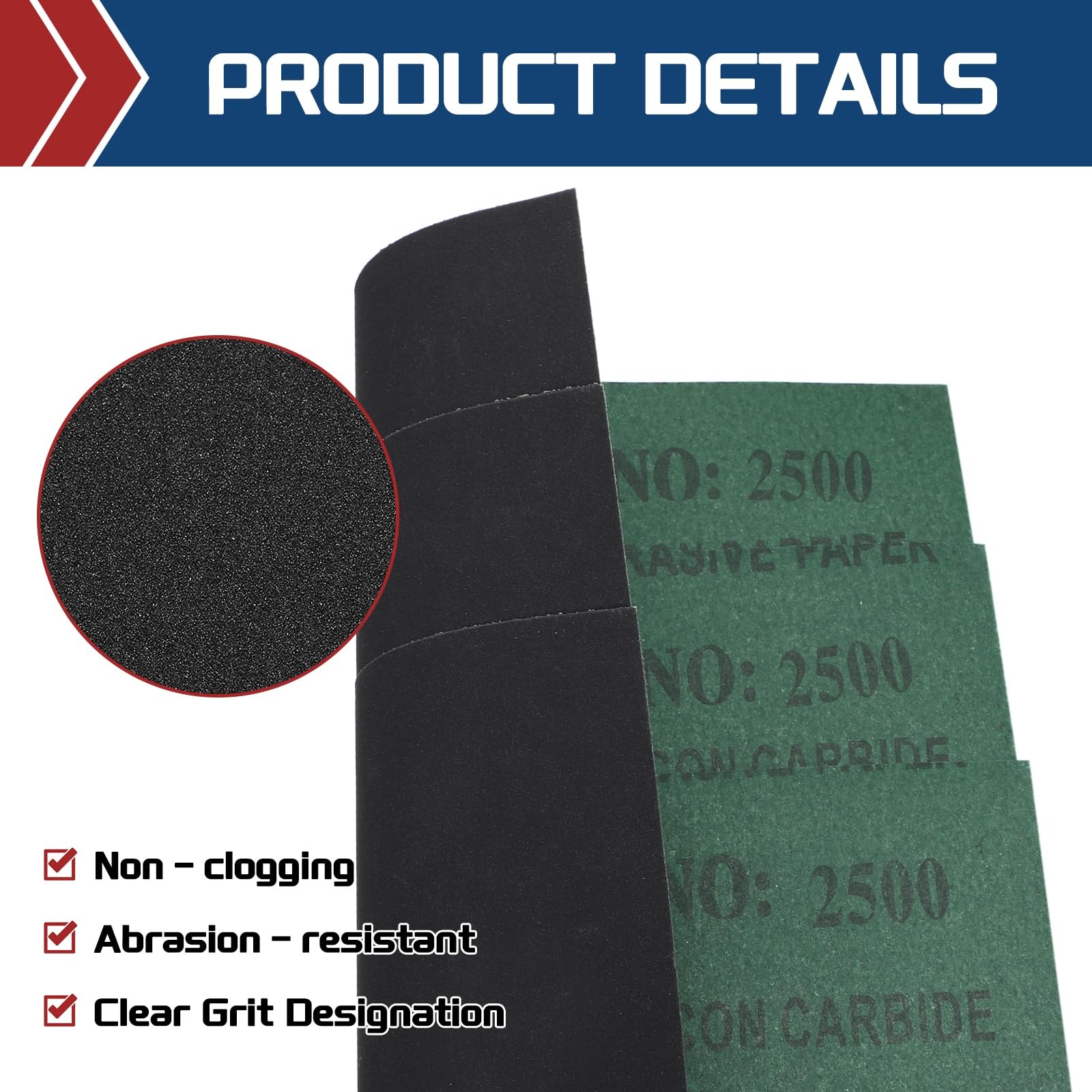 50 PCS 2500 Grit Sandpaper 9×11 Inch Silicon Carbide Abrasive Sheets Polishing
