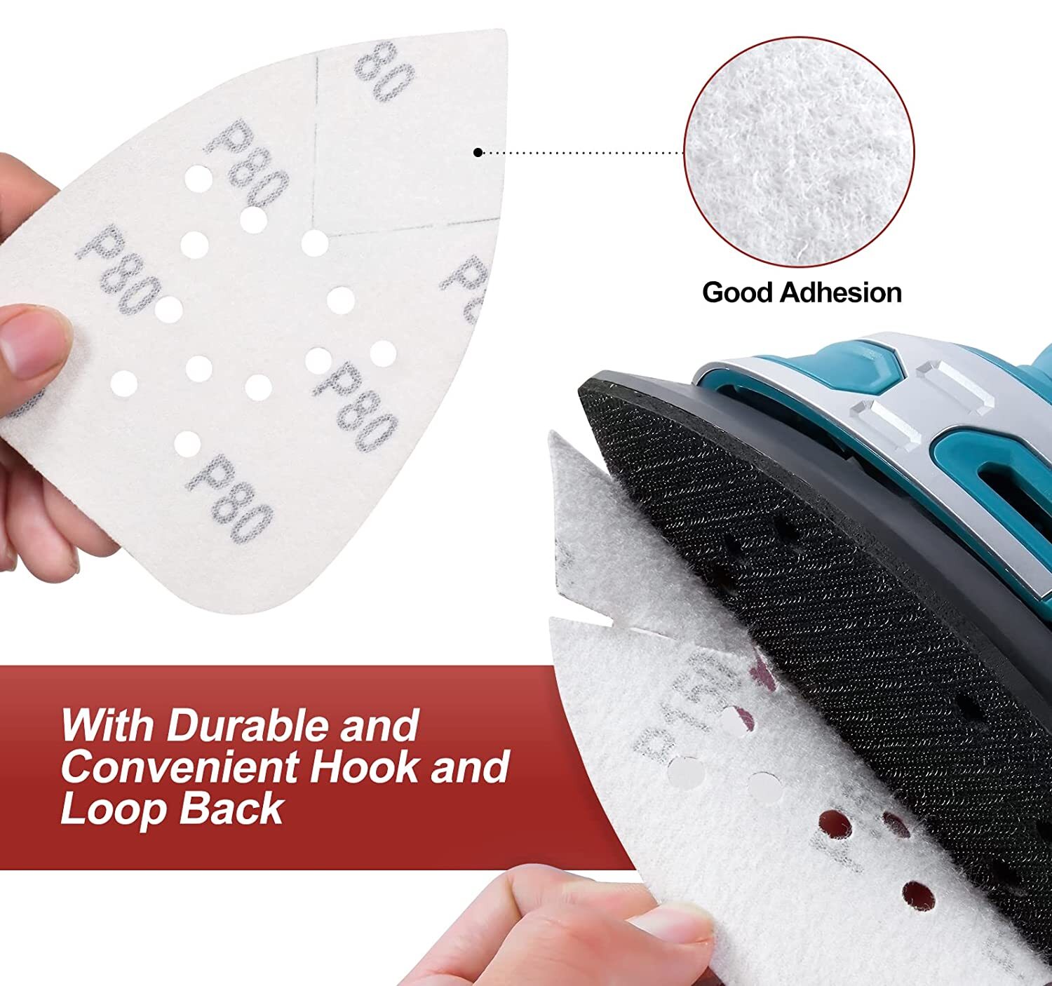 50PCS Hook Loop Sandpaper Sheets Sanding Pads for Black and Decker Mouse Sanders