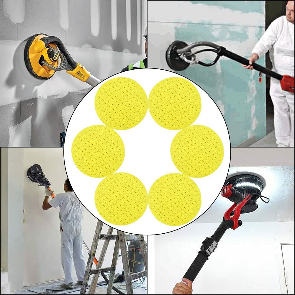 5PCS 9inch Multi-Hole Drywall Sander Paper 220 Grit Hook And Loop Sanding Discs