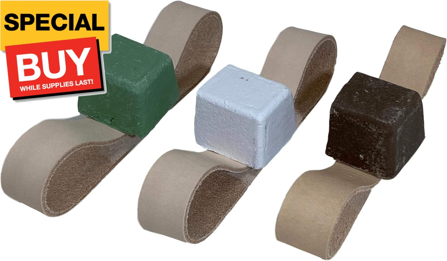 3 Pack of 3/4″ x 12″ Leather Strop Belts Fits Ken Onion Work Sharp – Includes Gr
