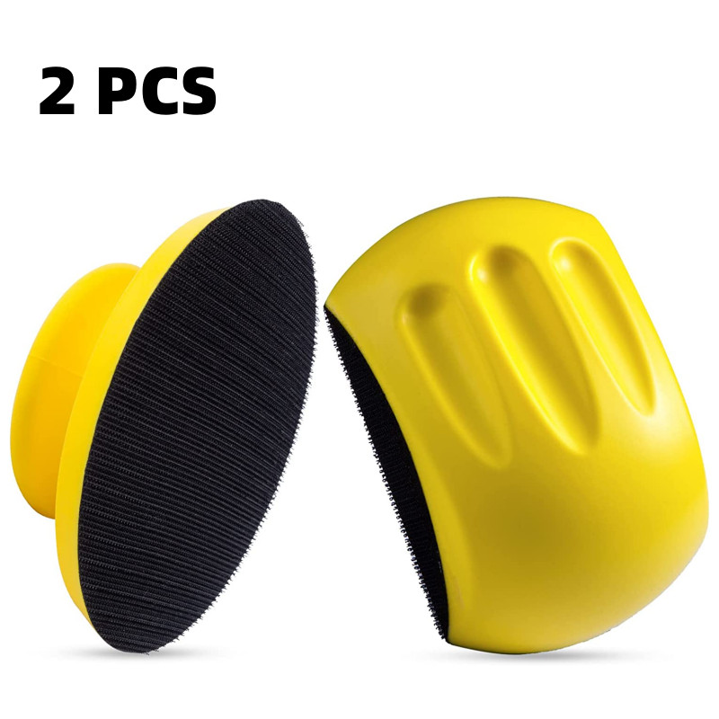 2PACK 5″ Foam Hand Sanding Blocks Pad Mouse & Round Hook Loop Disc Backing Plate