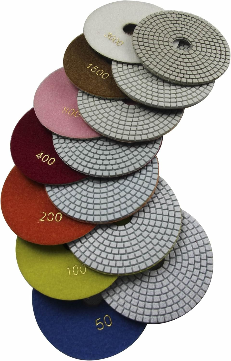 Wet 6″ 7-Step Diamond Polishing Pads Flexible Sanding Tools Discs Buff