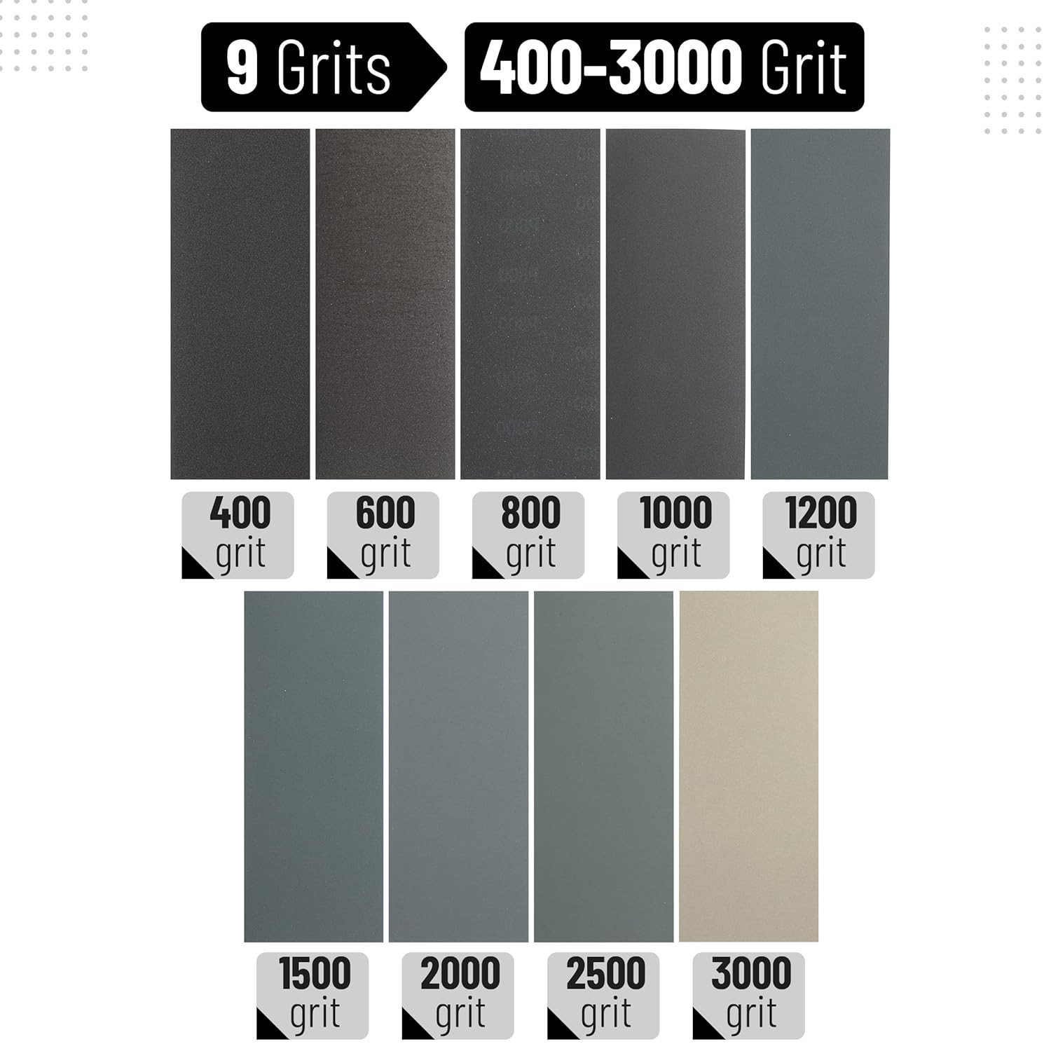 Bates- Sandpaper, 90 Pcs, 400 to 3000 Grit Sandpaper Assortment, Sand Paper Asso