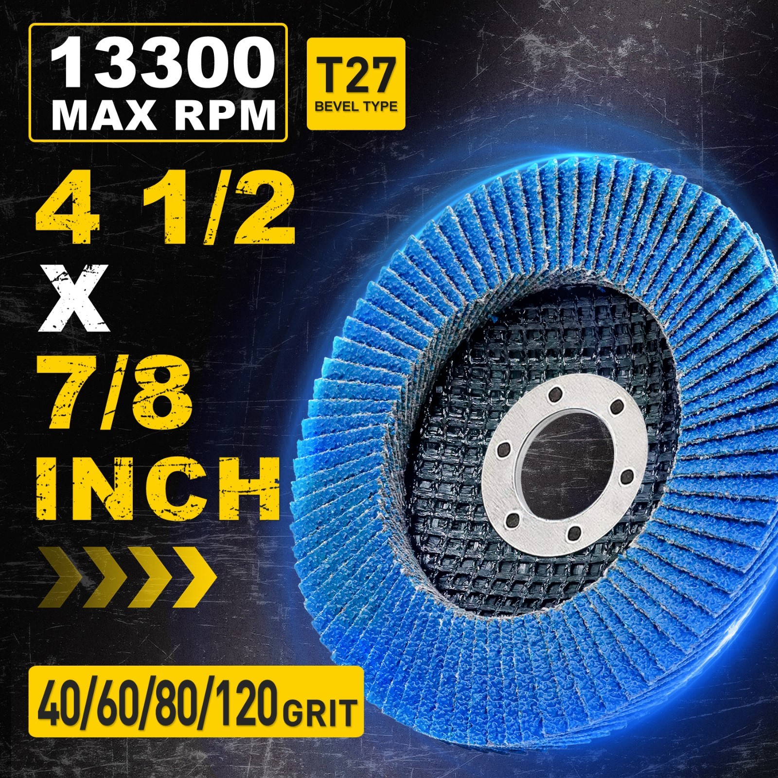 4-1/2″ Zirconia Sanding Flap Discs 40 60 80 120 Grit 4.5″ x 7/8″ Grinding Wheels