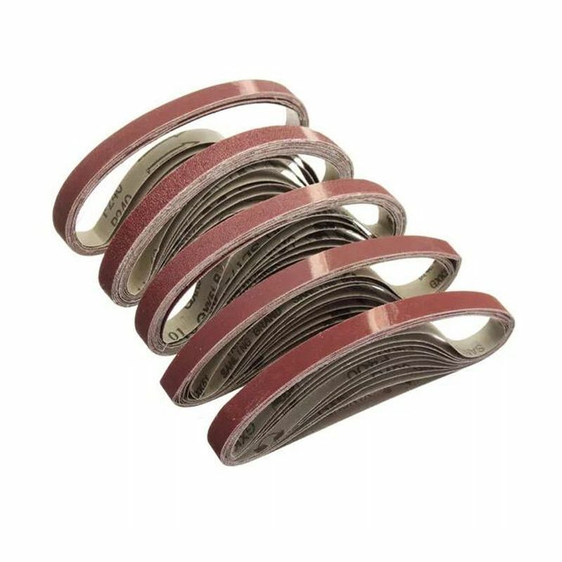 10Pcs 15x452mm Sanding Belt 60/600 Grit for M10 Sander Adapter Polishing Machine